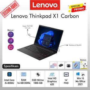 Laptop Lenovo ThinkPad X1 Carbon | Intel Core i5 Gen-8 | RAM 16GB | SSD 1TB | 14" | Grade B