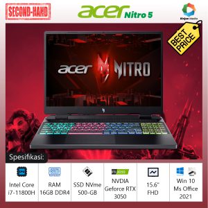 Laptop Gaming Acer Nitro 5 Intel Core i7-11800H 2.3GHz 16CPUs Grade A 98%