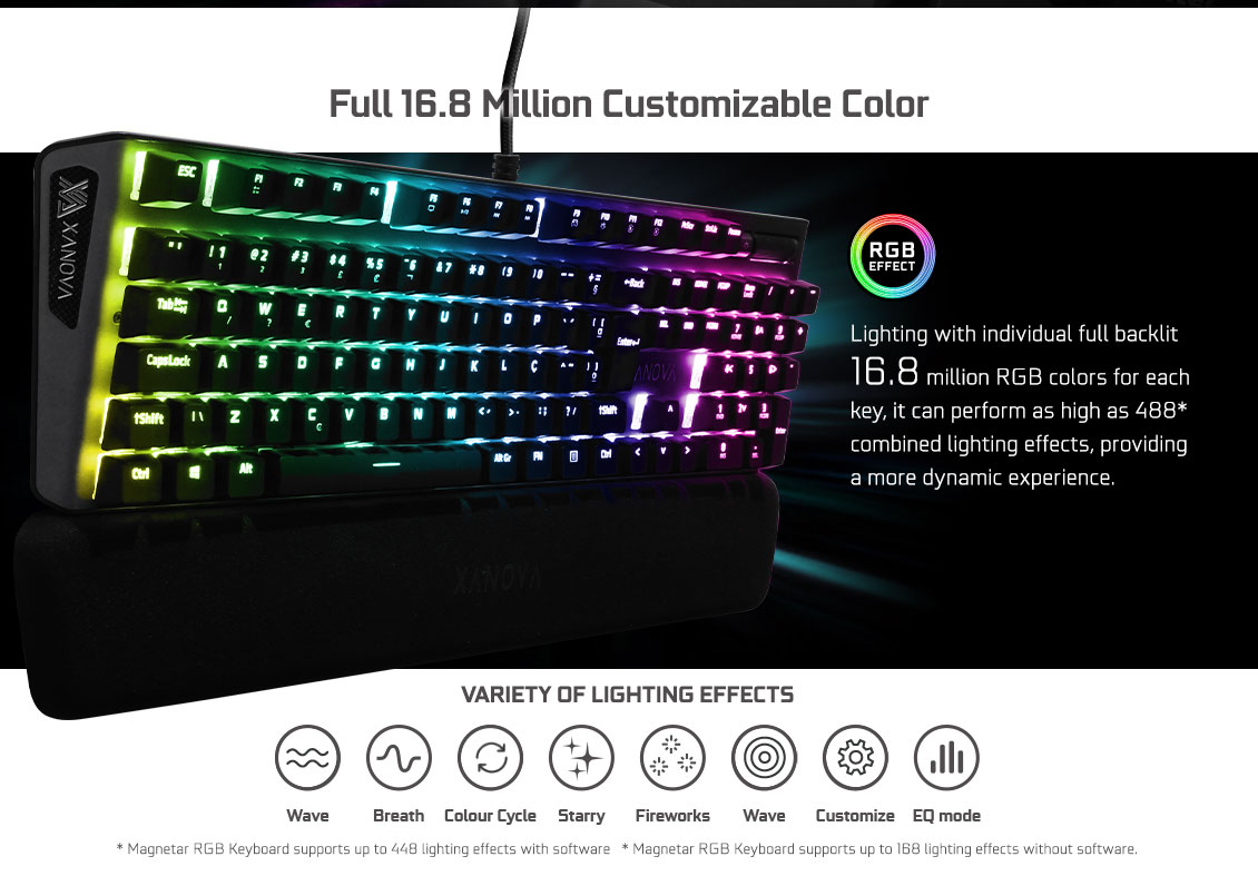 GALAX XANOVA Magnetar RGB XK700 Gaming Mechanical Keyboard | FREE Wrist Rest Cherry MX Blue Switch - Gambar 3