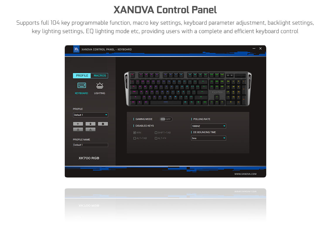 GALAX XANOVA Magnetar RGB XK700 Gaming Mechanical Keyboard | FREE Wrist Rest Cherry MX Blue Switch - Gambar 6