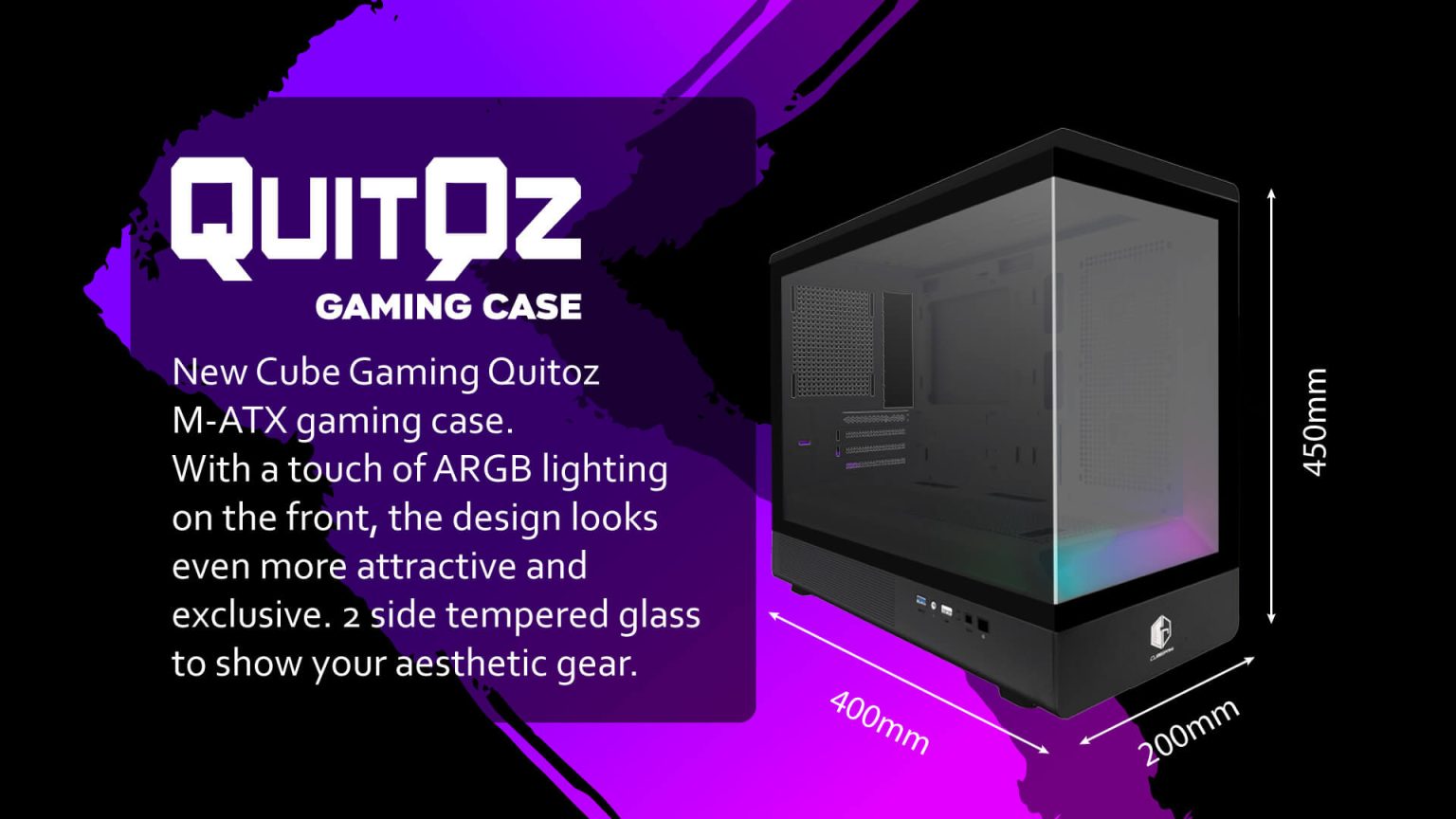 QUITOZ WHITE (MATX , FRONT RGB BAR) - Gambar 2