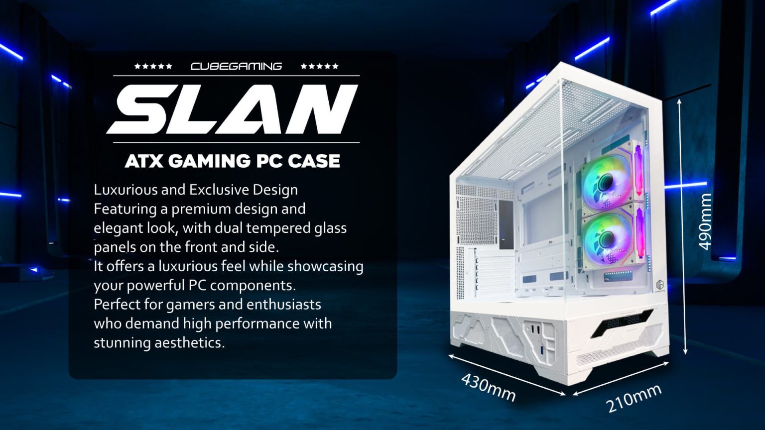 SLAN BLACK (ATX , Digital CPU/GPU Screen Display , FREE 2 FAN) - Gambar 2