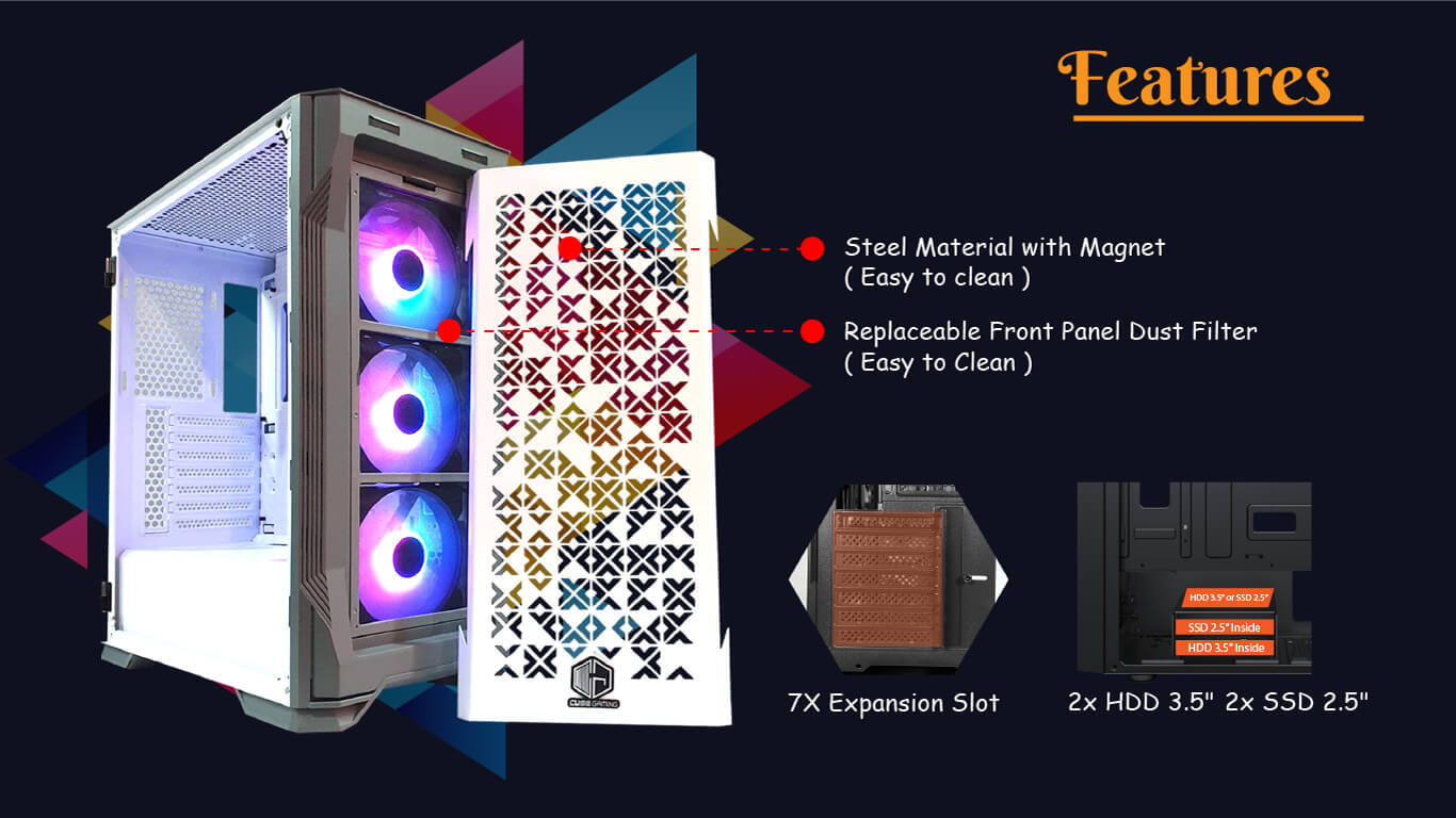 SLEV white (ATX, FREE 3 FAN) - Gambar 5